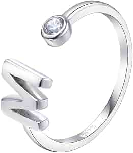Amazon.com: VIKI LYNN Sterling Silver Rings Initial M Ring
