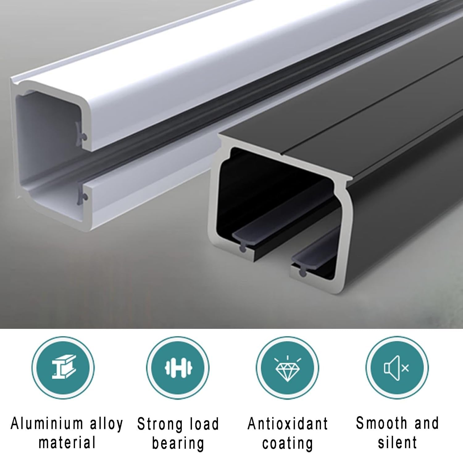Ensemble de rails de rideau de plafond, séparateur de pièce en aluminium lourd avec double rails, comprend le matériel d'installation, les crochets à rouleaux et les embouts pour une séparation