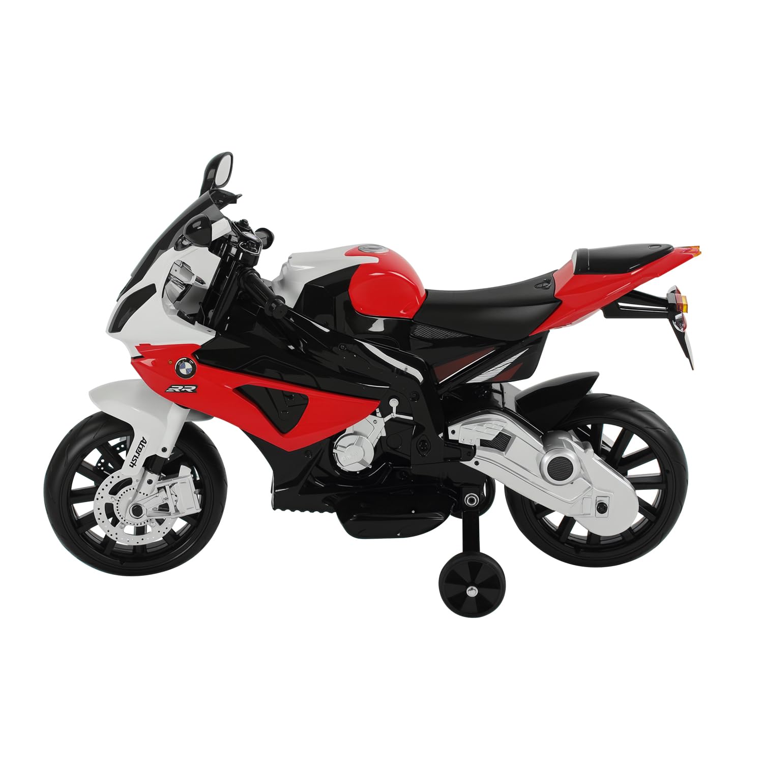 HOMCOM Moto Elettrica per Bambini 3-8 Anni con Licenza BMW, Velocità 2.5-5Km/h, Motocicletta Elettrica con Batteria 12V, Rotelle e Luci, 110x47x69 cm, Nero e Rosso
