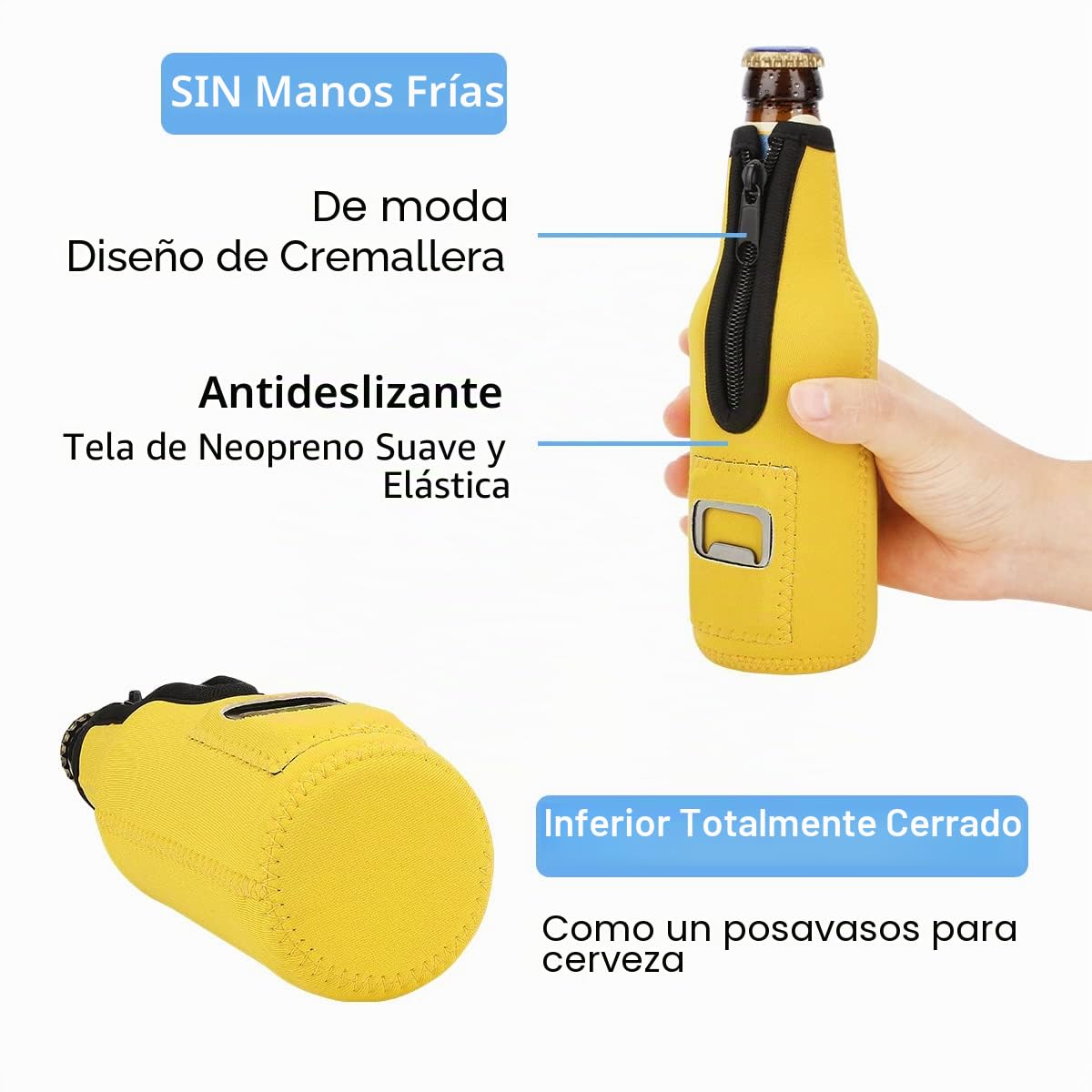 4 Piezas 12oz Beer Can Cooler Sleeve Funda para Latas de Cerveza Isotermica Antideslizante Soporte de Neopreno Manga Aislante para Bebidas Manga Refrigerante para Latas con Abrebotellas