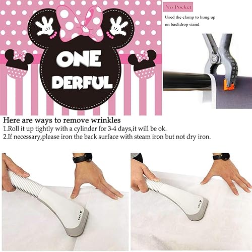 Miniatura 6 de Decoración de suministros de fiesta de primer cumpleaños de Minnie Onedery fondo de Minnie Onedery pancarta de feliz cumpleaños de Minnie con un