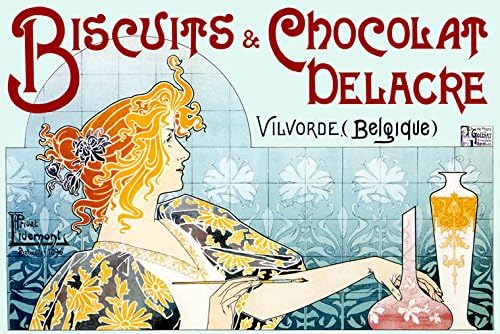 Canvas Fashion Lady Biscuits Chocolate Delacre Belgique Vintage Poster Repro 16" X 22" Image Size ON Canvas
