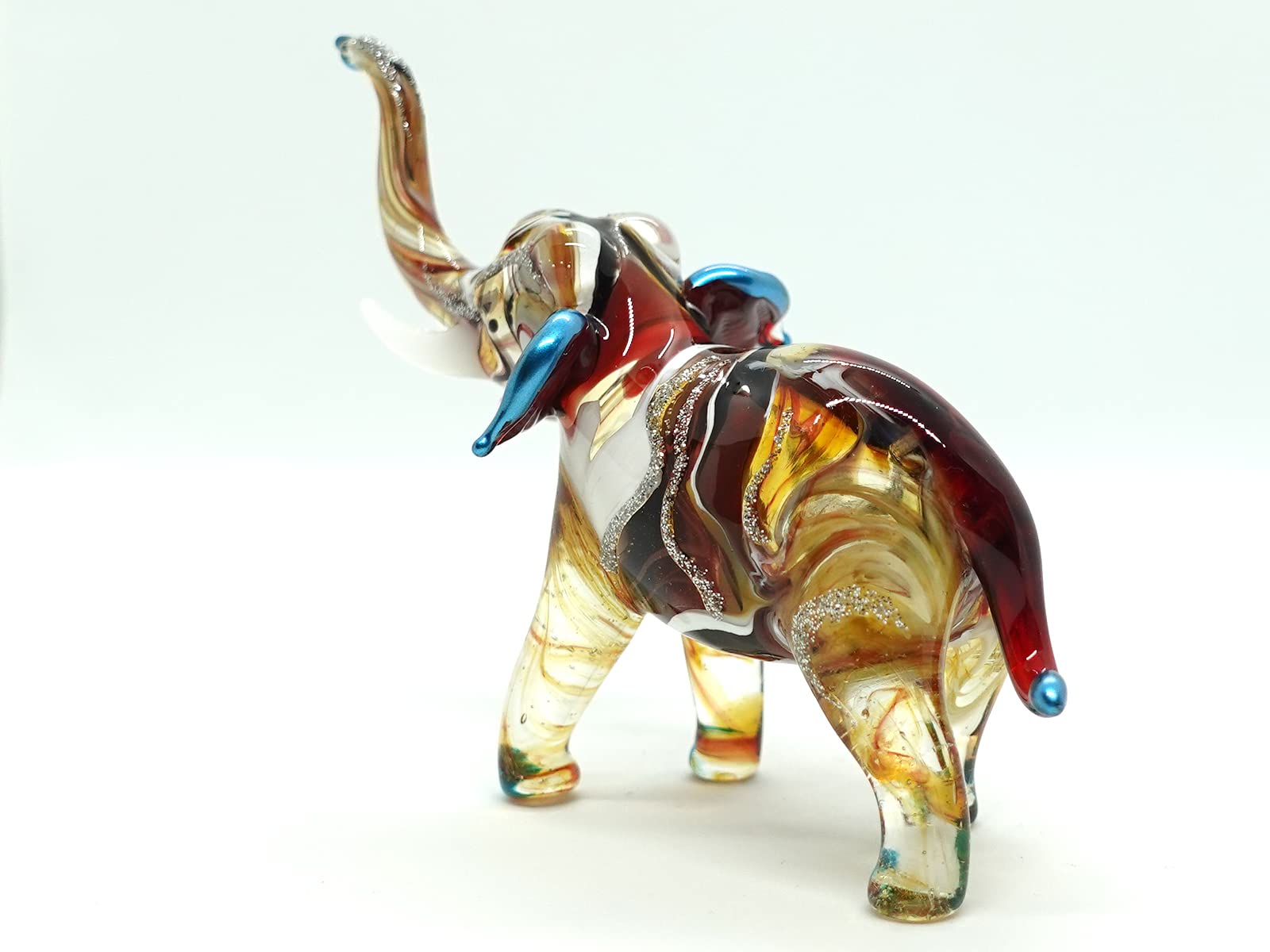 Figuras de elefante de 4 pulgadas, diseño de animales soplados a mano, de cristal, para regalo, coleccionable, multicolor