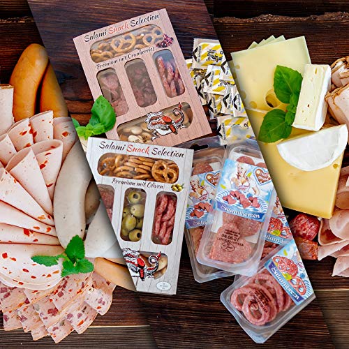 WURSTBARON® Wurst & Käse Probierpaket 4,3kg - Wurstpaket mit Wiener Würstchen, Käsekrainer, Currywurst, versch. Käsesorten , Aufschnitt, Salami Brezeln & Herzen, Pikanten Salami-Snack