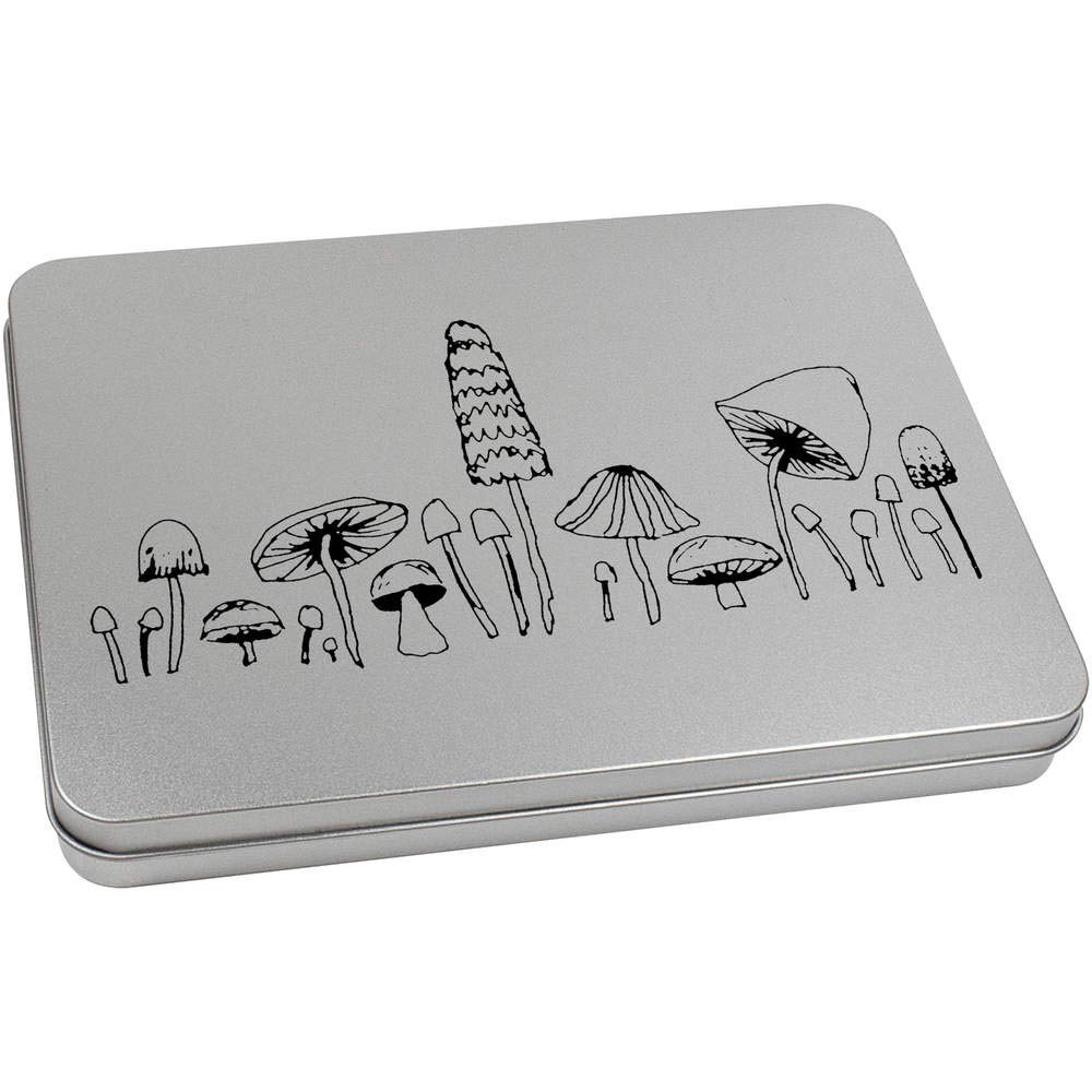 Azeeda 220mm 'Mushroom Medley' Metal Hinged Tin/Storage Box (TT00121060)