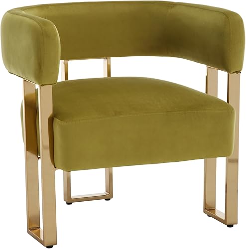 Miniatura 8 de Modern Barrel - Silla decorativa de tela de terciopelo con patas de metal dorado, cómoda silla lateral tapizada para sofá, sillón, dormitorio,