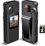 A32 Body Camera, Portable Body Cam with 180° Rotatable Lens and Motion Detection, 1080P Camcorder with Audio and Video Recording for Outdoors Sports Police Delivery Cycling Helmet