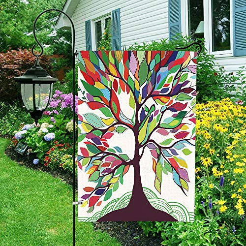 Aokdeer Garden Flag Colorful Rainbow Tree Of Life 12×18 Inch Double Sided Burlap Decorative Yard Banner Garden Flag Holiday Flag For Party Home Outdoor Decoration (1Pcs) #TOP4