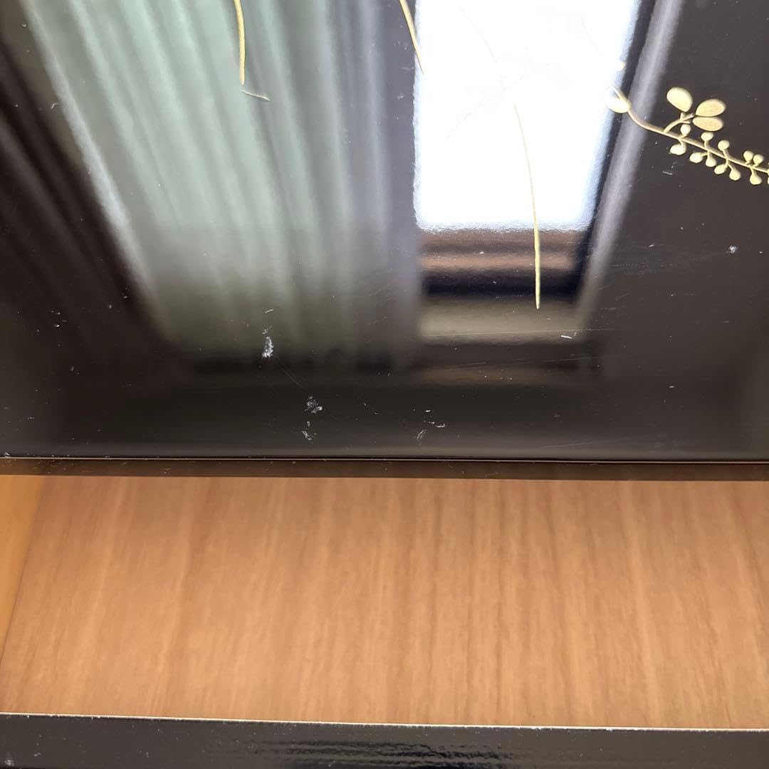 Amazon.co.jp: 萩にうずら 会津塗 漆器 黒塗り 木製 3段引き出し