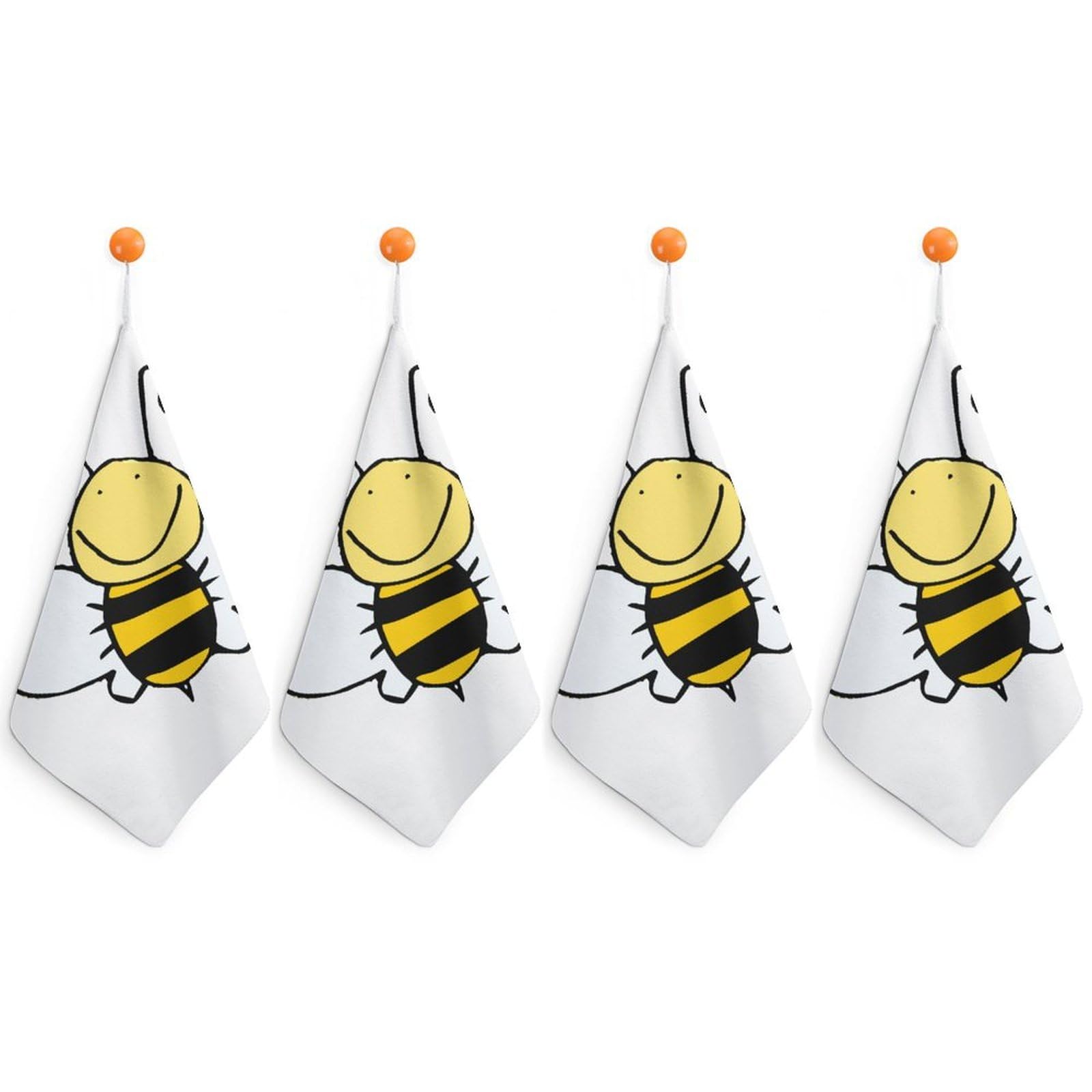 LWORZIIB 4 Piece Hanging Hand Towels, Small Bee Small Dry Hand Towel for Kitchen Bathroom