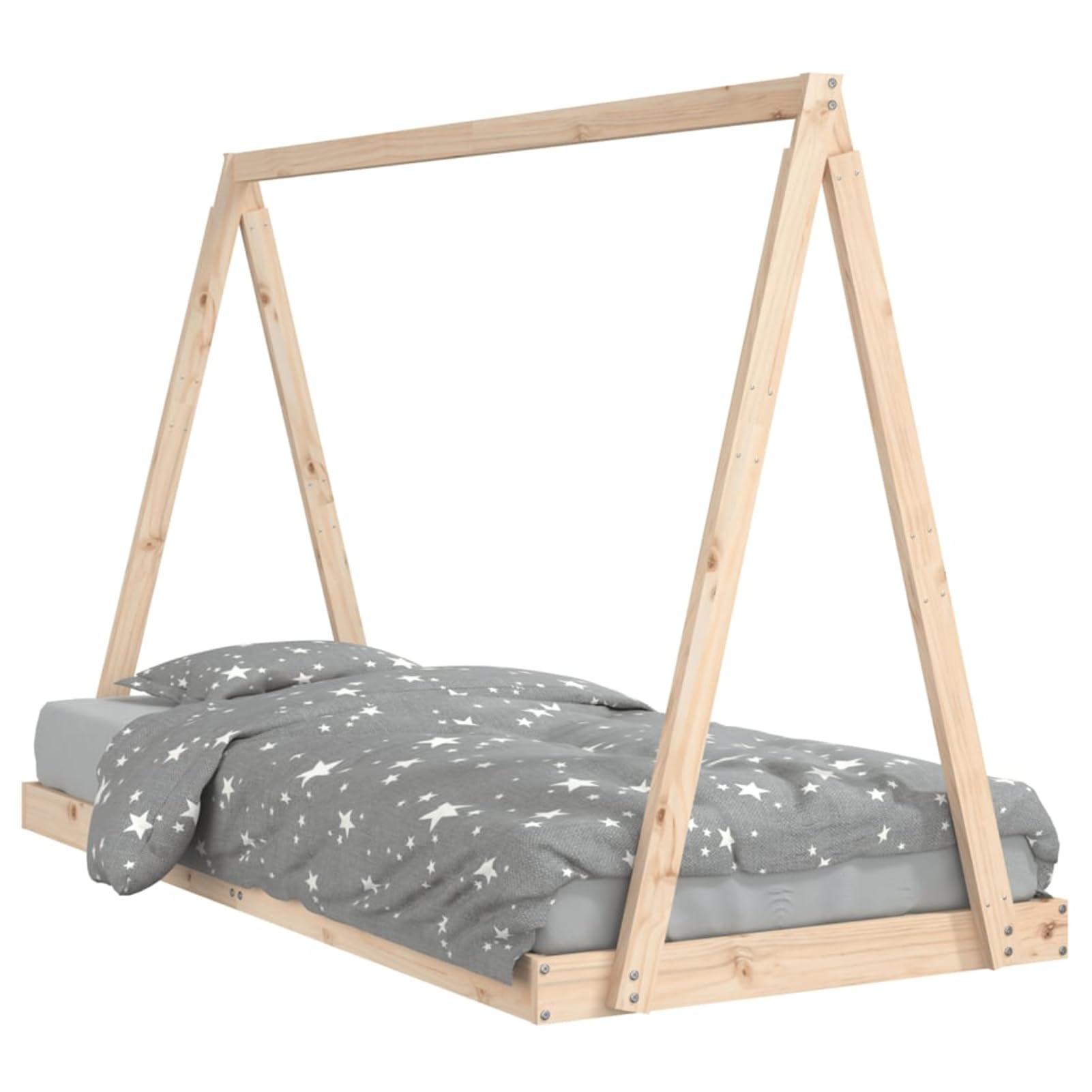 Homgoday Holz-Kinderbettgestell mit Tipi-Design | Massives Kiefernholz | 90x200cm Matratze | Für Kinder ab 4 Jahren 834537