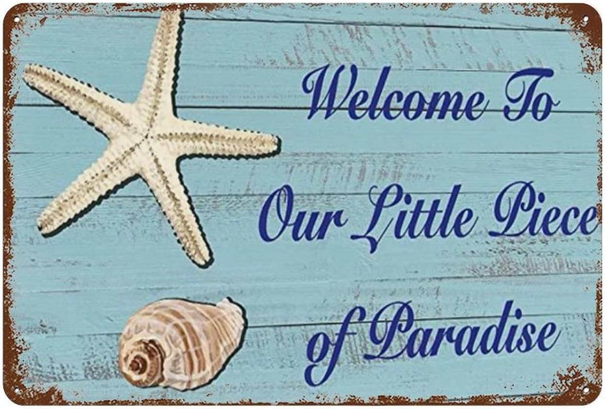 Paradise Beach Style Vintage Metal Tin Sign Relaxing Mood Wall Art Decor for Study Office 8x12 Inch