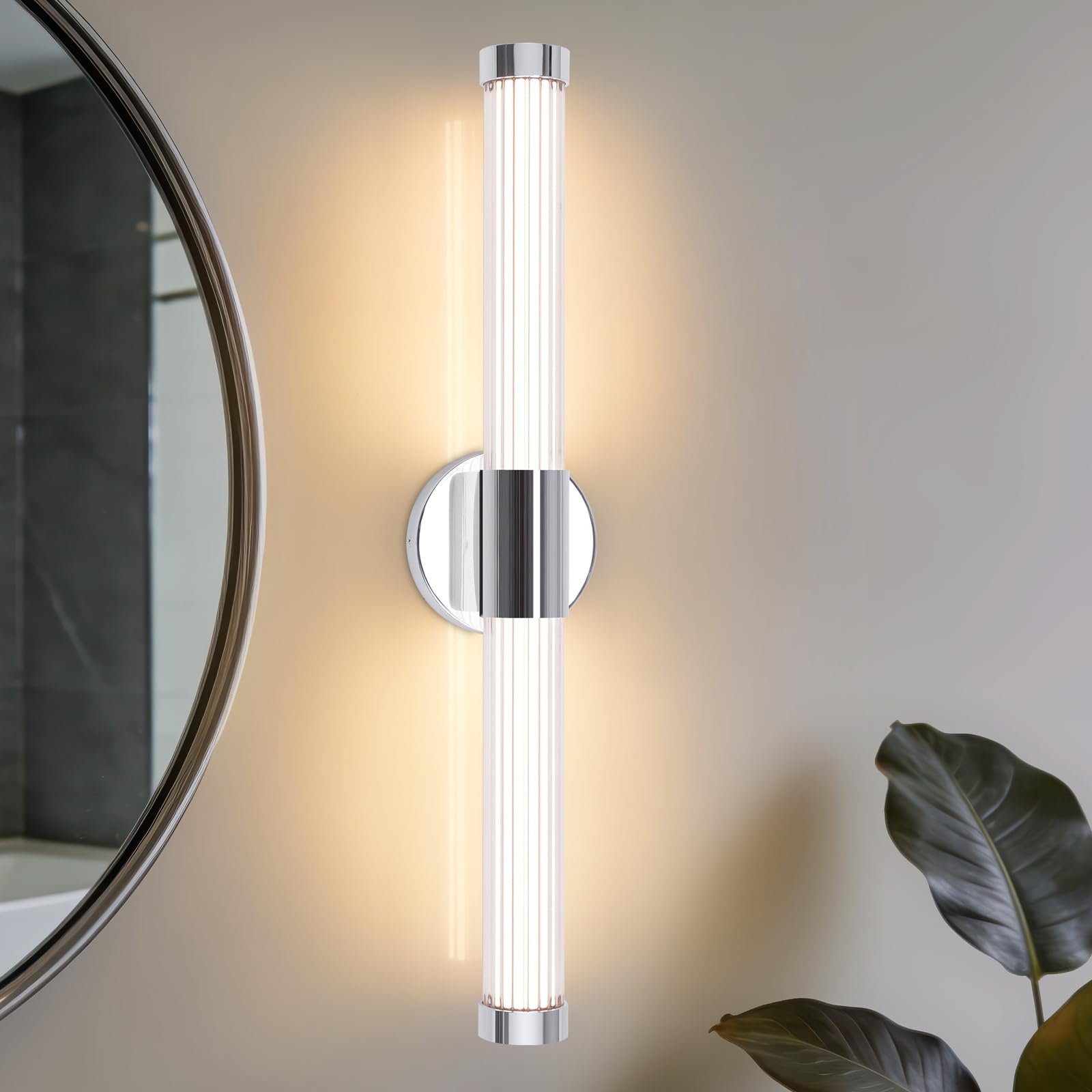 Lampada a LED da Parete per Interni Applique da 12W per Bagno 60.5cm Applique parete Temperatura di colore regolabile Luce parete Cromo Lampada da Quadro per Soggiorno Camera da Letto Cucina