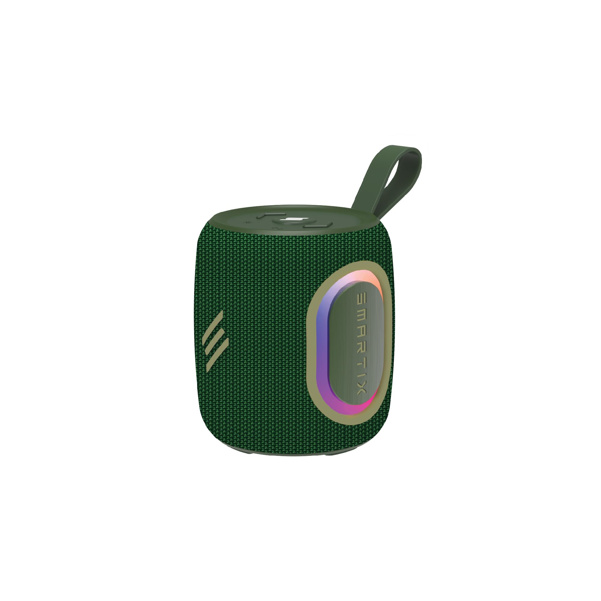 Smartix SoundPod Up Portable Bluetooth Speaker, IPX5 Water Resistant, 10 Meters Transmission, Bluetooth V5.3, Dual Pairing, RGB Light, Support SD Card, AUX, FM Radio (Fabric RGB, Green)