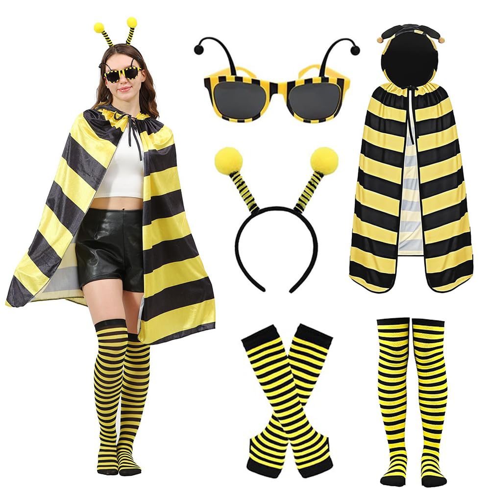 MEISHANG Disfraz de mariquita para mujer, accesorio para disfraz de Ladybug, con gafas, edición de tarjetas, guantes, carnaval, mariquita, capa con capucha, disfraz de carnaval para mujer, mariquita