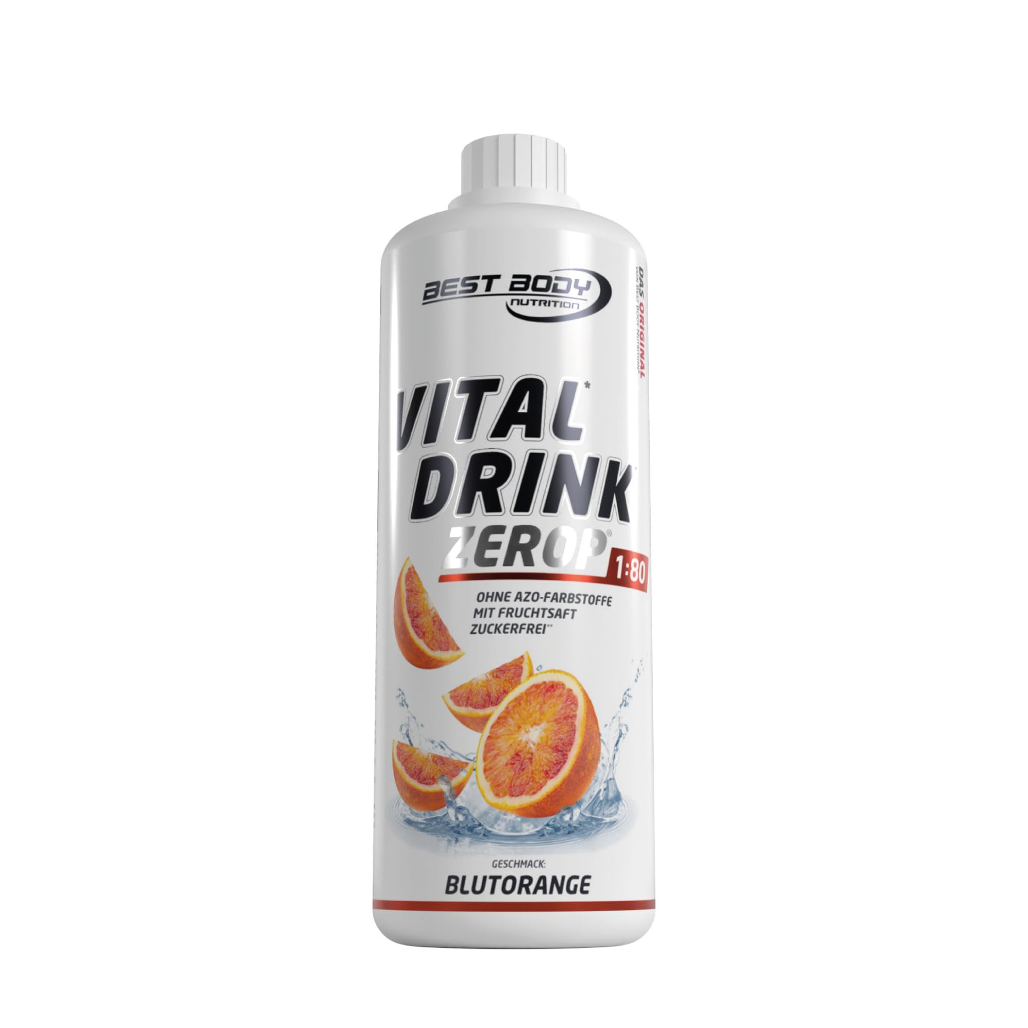 Best Body Nutrition Vital Drink Zerop® - Blood Orange, Original Drink Concentrate - Syrup - Sugar-Free, 1:80 Makes 80 Litres of Ready Drink, 1000 ml
