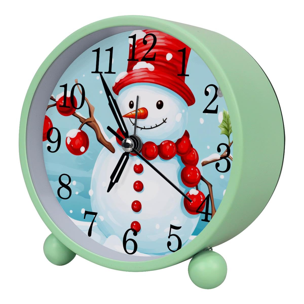 Luoweisi Alarm Clock Cute Snowman, Silent Non-Ticking with Night Light