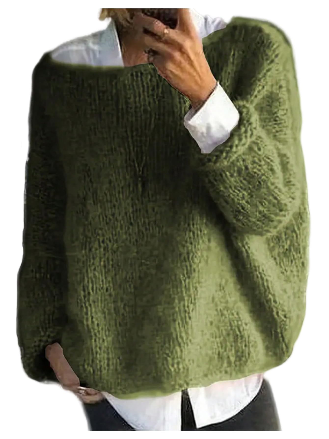 SHENHE Womens Fall Oversized Sweater Jumper Boat Neck Drop Shoulder Loose Knit Casual Jumper