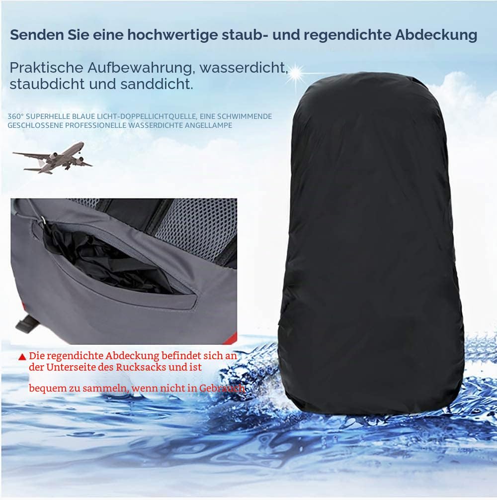 Bseash 60L Wasserdichter leichter Wanderrucksack mit Regenschutz, Outdoor Sport Tagesrucksack Multifunktions Reisetasche für Klettern Camping Reisen