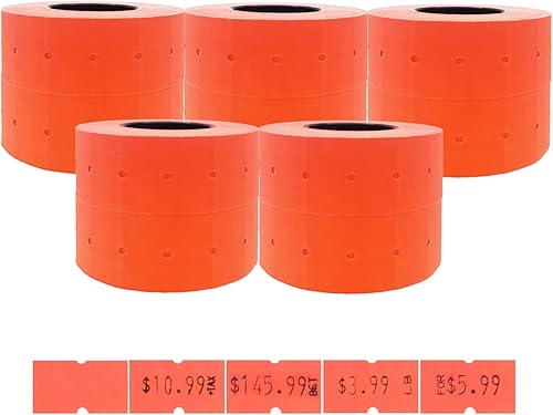 JayCo - Etiquetas en blanco de 1 línea de color rojo fluorescente - 10,000 etiquetas de precio en blanco y fecha, se adapta a pistolas MX-5500 y