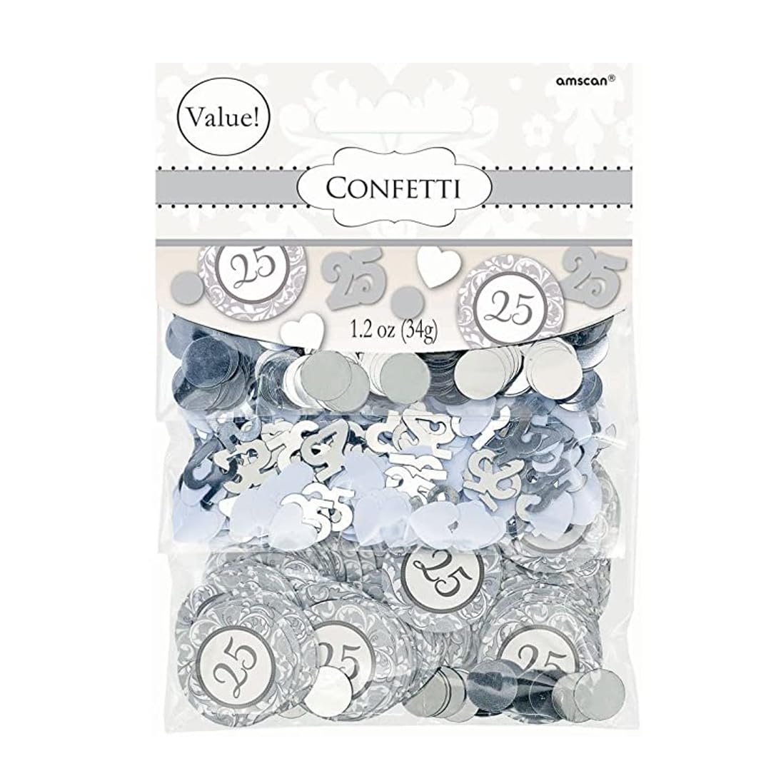 Amscan Slver Mn Stars Confett | .25 Oz. | 1 Pack | Party Decor | Confete, Parabéns, Anversaro