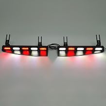 2-20 LED Sun Visor Strobe Light Bar, 33 Modes Red Emergency Flash Warning Light with Memory Function, 40 High-Intensity LEDs for Off-Road, Construction, Vehicles, 12V Power Supply