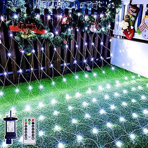 Ollny Christmas Net Lights Outdoor Decorations - 200 LED 3m x 2m Fairy Lights Plug-in Waterproof String Lights with 8 Light Modes/Timer/Remote - for Xmas Tree/Indoor/Outside/Curtain/Window/Garden Cover