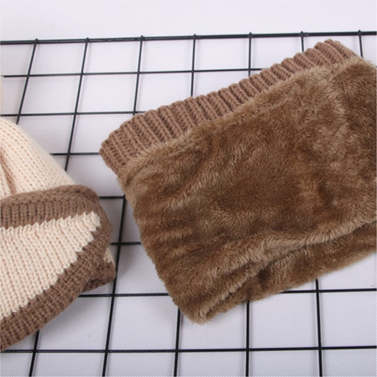 Gorro de Lana de Invierno para Mujer, Conjunto de Bufanda y mascarilla 3 en 1, Tejido de Punto (Beige, Talla única)
