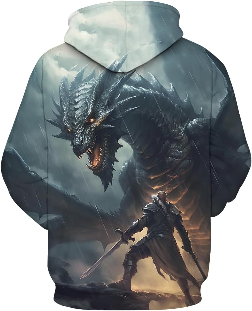 Men's Animal Shirt Retro Dragon 3D Printing Graphic Hoodie Hoodies Hooded Sweatshirts - Image 2