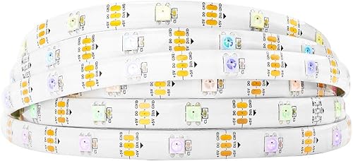 BTF-LIGHTING -Tira LED WS2812B RGB 5050SMD, direccionable individual, 16.4 pies, 30 píxelesm, 150 píxeles, PCB blanco flexible, LED a todo color