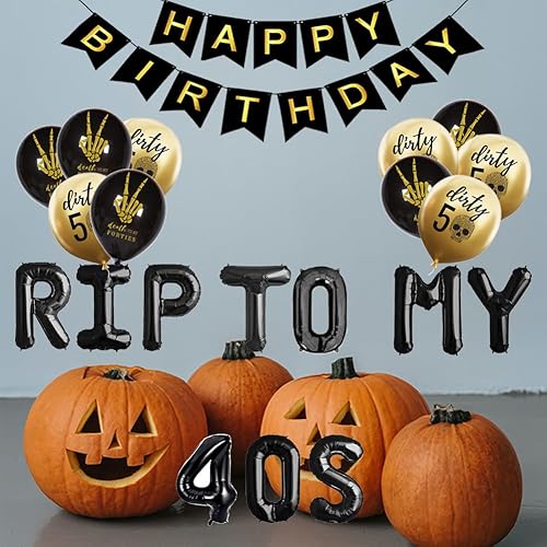Miniatura 7 de RIP To My 40s 50th Birthday Party Supplies  Cartel de feliz cumpleaños, globos y decoraciones para la muerte a mis 40, cuarenta y cuarenta RIP,