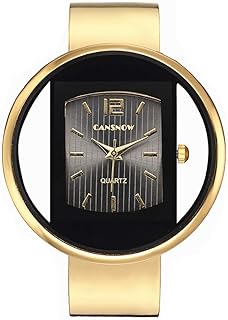 Weicam Women Creative Watches Cuff Bangle Bracelet Analog Quartz Wrist Watches (Gold)