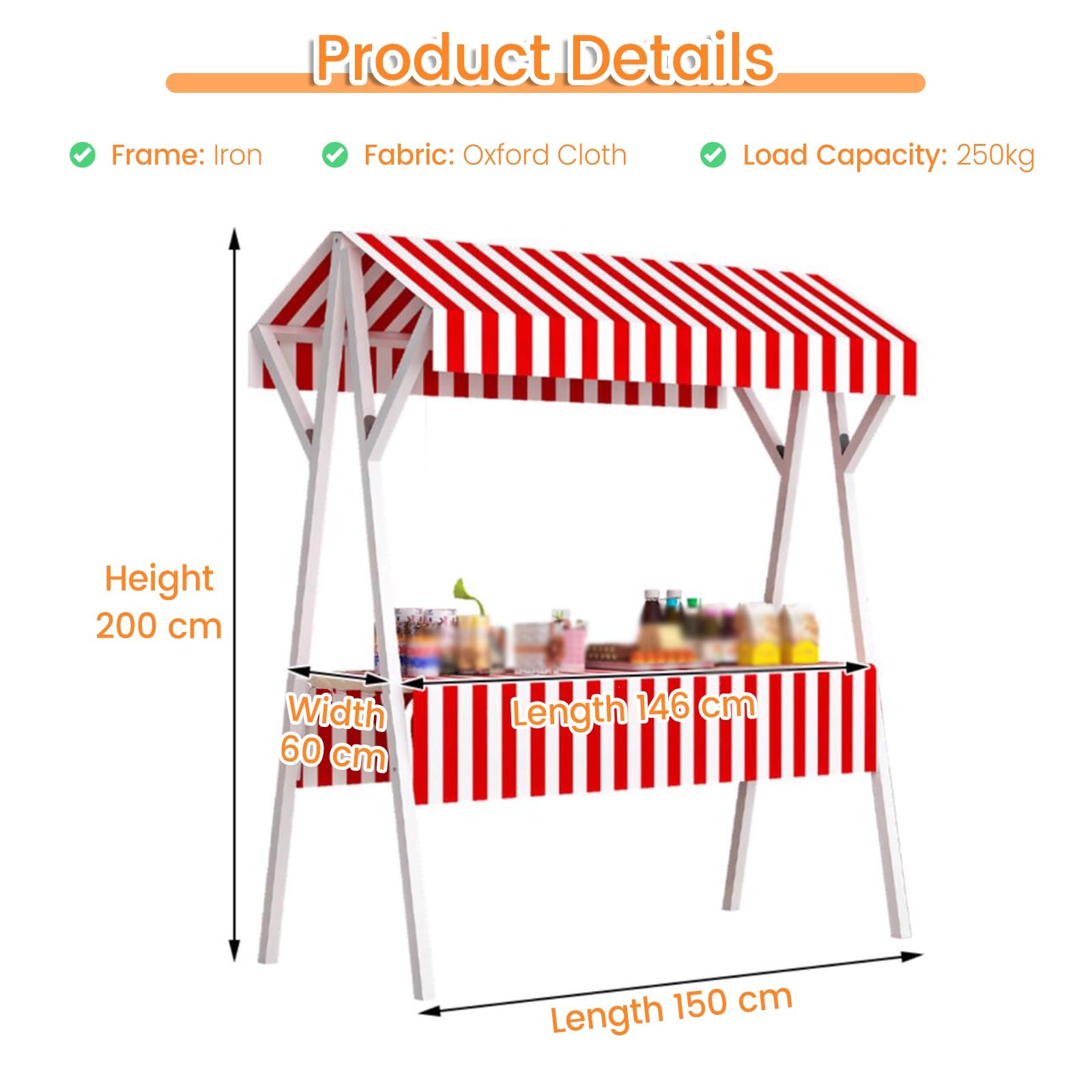 Genérico Carrito de Comida Plegable portátil con Ruedas - Puesto de Mercado Plegable para mercados agrícolas, Fiestas y Eventos - Fácil de Montar, Ligero, versátil y práctico