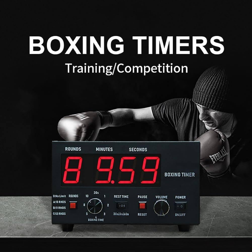 Timer digitale da palestra, intervallo di boxe con display a LED, 1-12 giri di sfida, volume regolabile, allenamento da 30 a 10 minuti, per Muay Thai, MMA, kickboxing