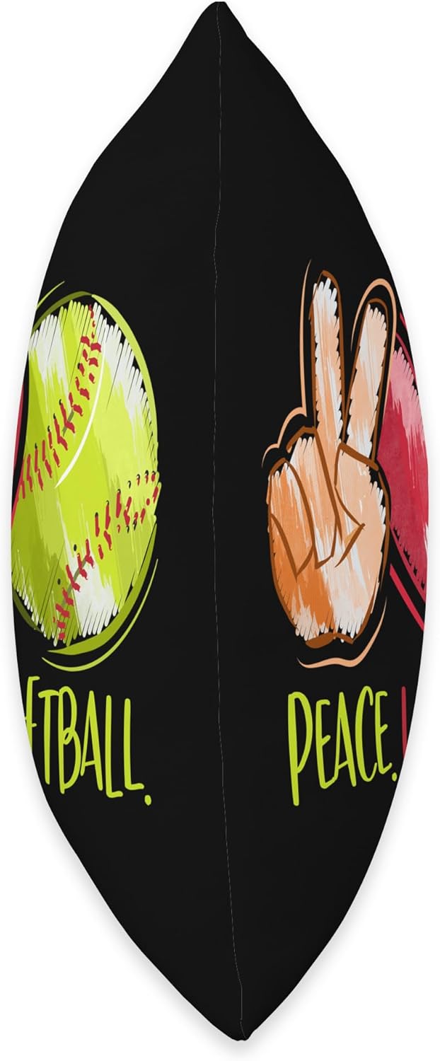 Softball Player Girls Peace Love Softball Throw Pillow