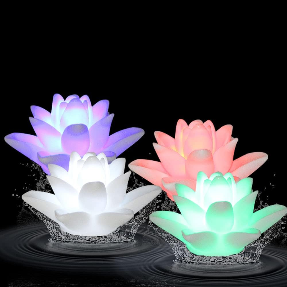ARDUX LED Floating Candle Lights LilyShape Color Changing Waterproof