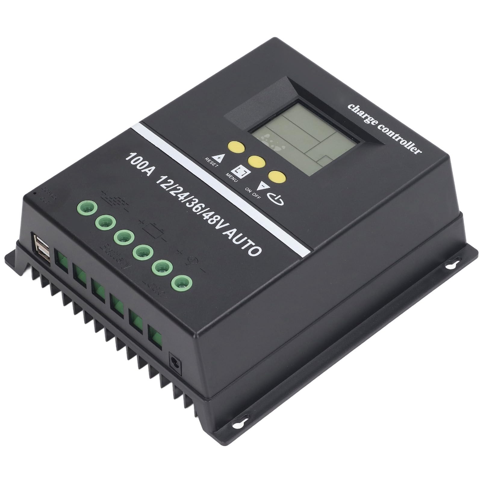 Regolatore di Carica Solare MPPT 100A 12V 24V 36V 48V Adattivo | Regolatore del Pannello Solare, Doppie Porte USB, Display Retroilluminato, ABS, Batterie Al GEL , Off-grid, Sistemi