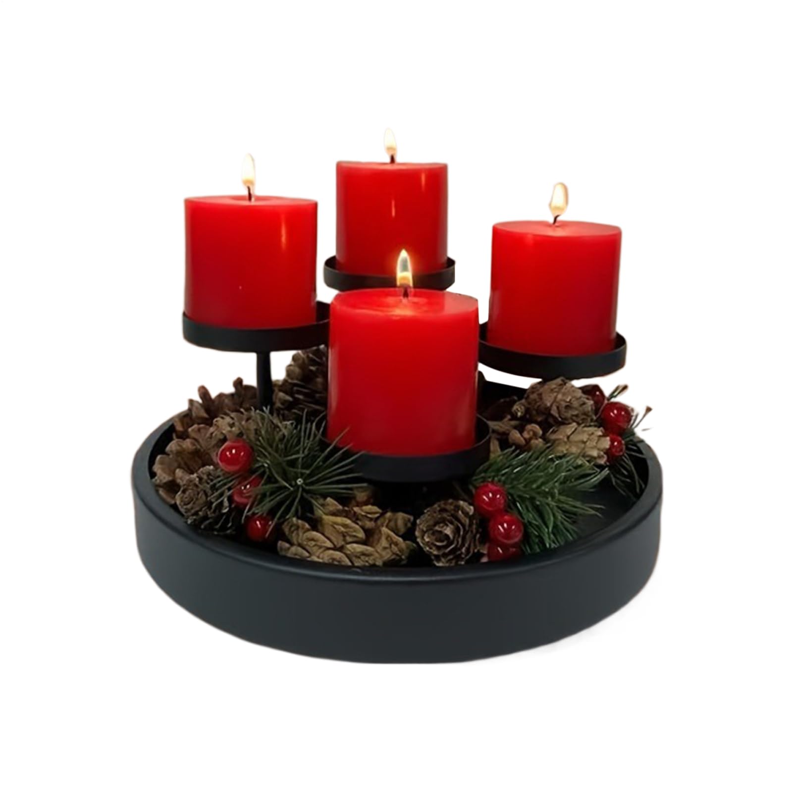 Portavelas De Corona De Adviento,Bandeja Metálica - Portavelas Decorativos Adviento Navidad | para Decoración del Hogar Fiestas Cumpleaños Oficina Mesa De Comedor Repisa De Chimenea