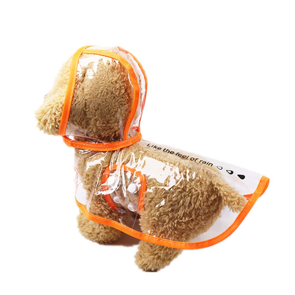 Chickwin Outdoor Puppy Pet Rain Coat with Hood Waterproof Jackets PU Raincoat for Dogs Cats Apparel Clothes Cover Jumpsuit Rainsuit (XL,Orange)