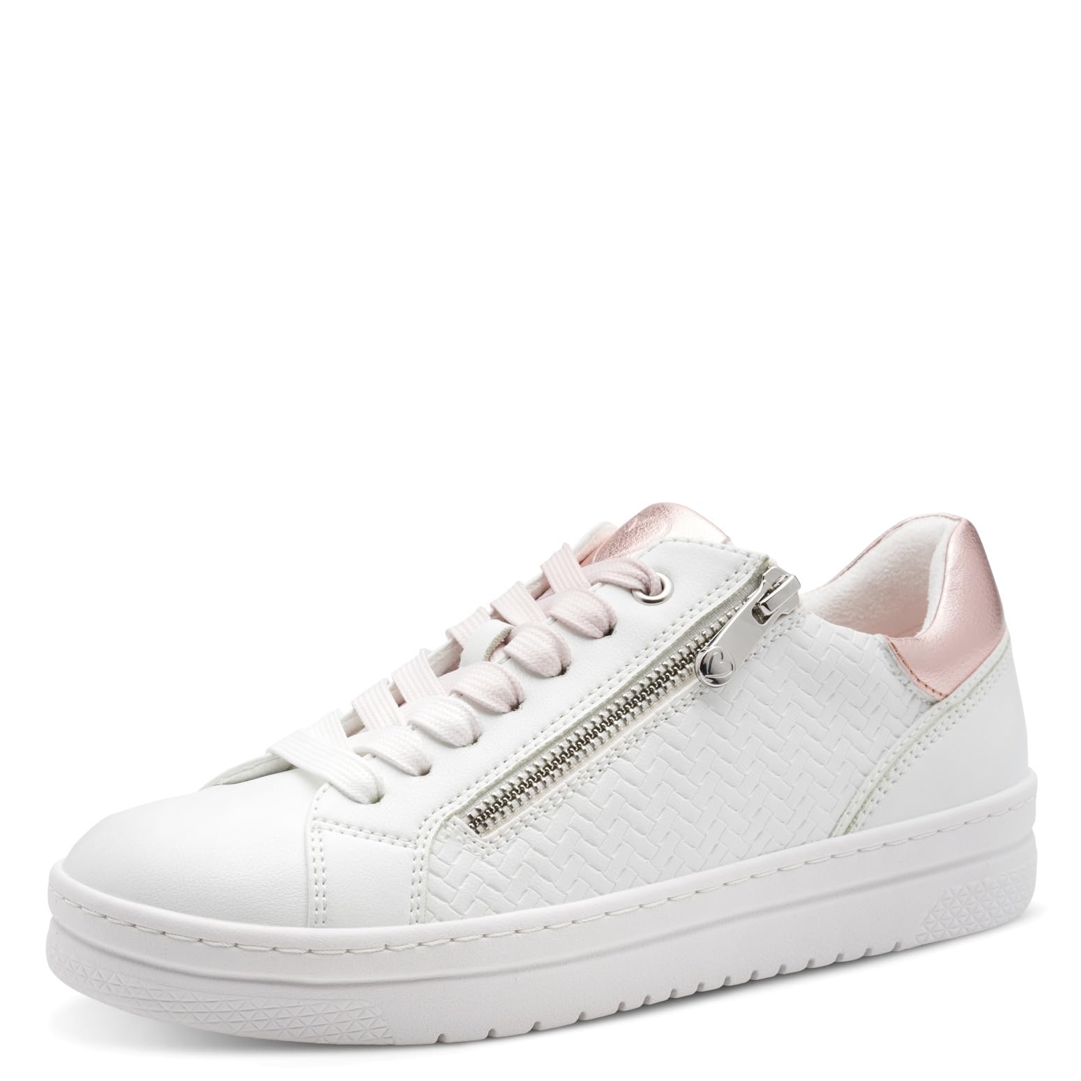 MARCO TOZZI Women Sneakers Soft Feel Me Removable Footbed Soft Lining Vegan Modern, White (White/Powder), 4.5 UK