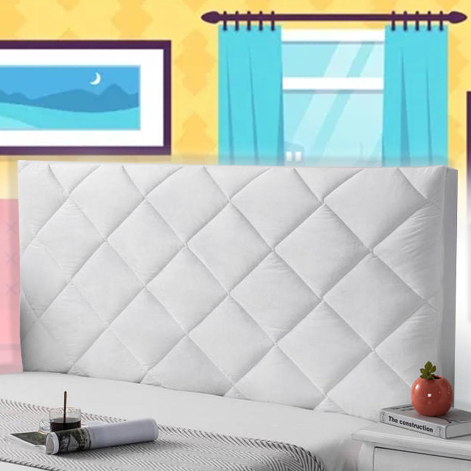 Padded Headboard Covers for Double Bed Headboard Slipcover Bed Head Cover Slipcover Quilted Thickening Double/Single/King Size White/Grey Padded Velvet,white-150cm