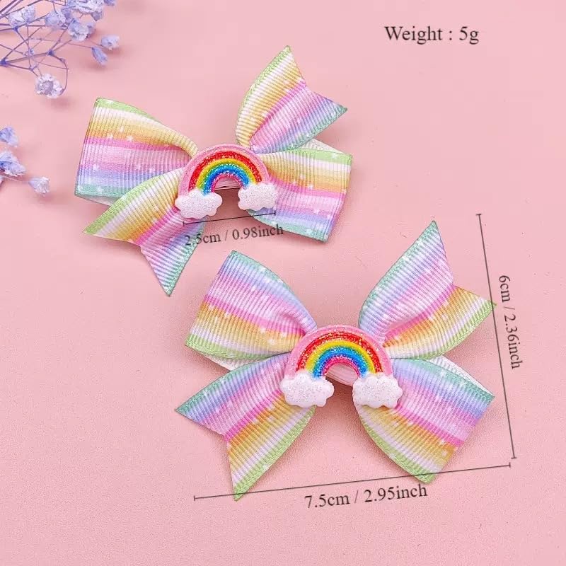 Lazos para el cabello arcoíris para niñas, 2 piezas, clip cocodrilo pequeño miniatura 5