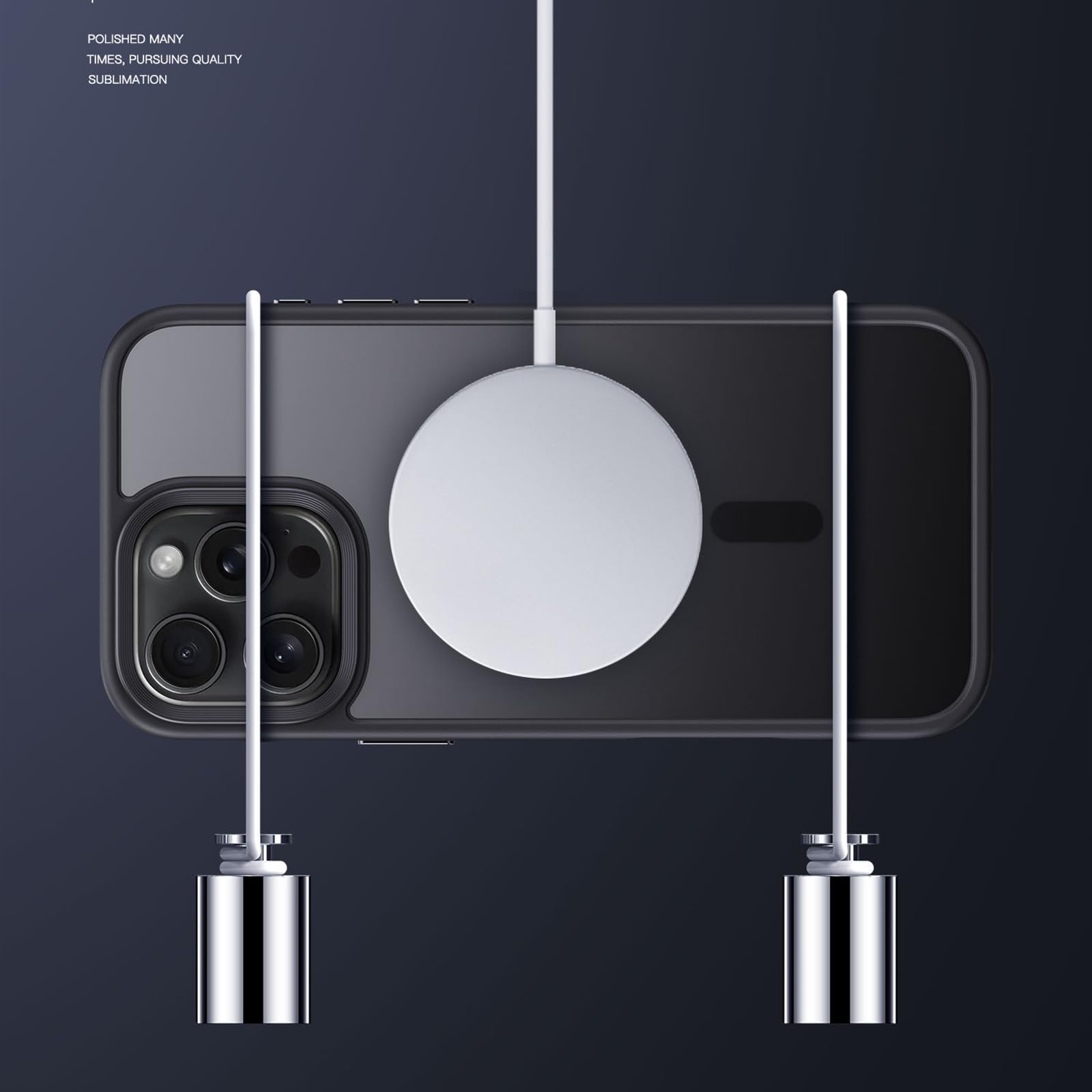 Hülle für iPhone 16 Pro Max/16 Pro/16 Plus/16, Laden rutschfest Schutzhülle Support Magnetische Kabelloses Metall Button Handyhülle,Schwarz,16 Pro