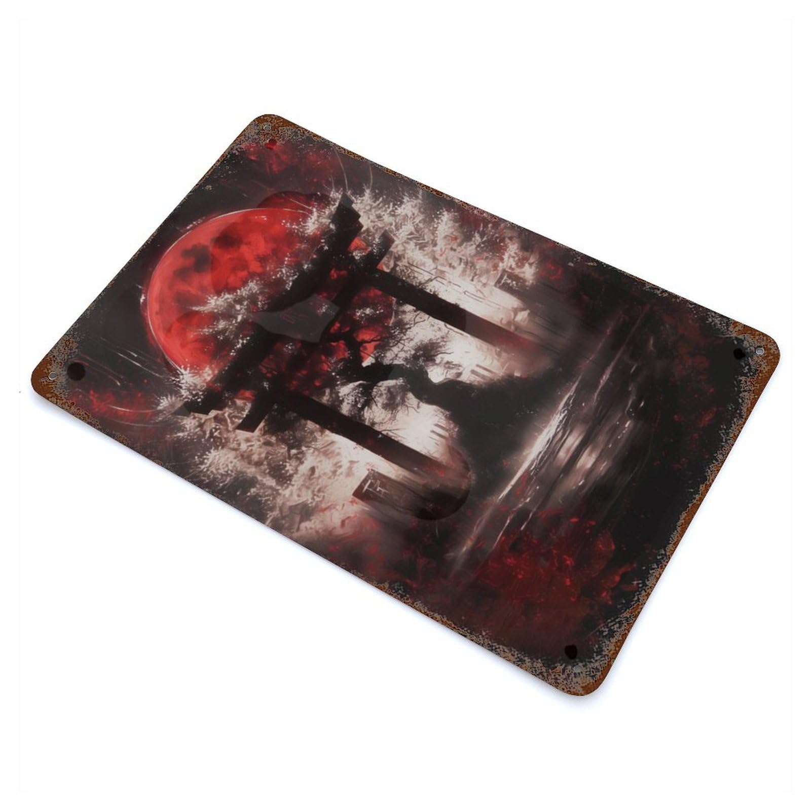 Tree of Life Torii Gate Rustic Tin Plaque 11.8"x7.9", for Shed, Workshop And Garage Wall Decor, Rustic Home Decor