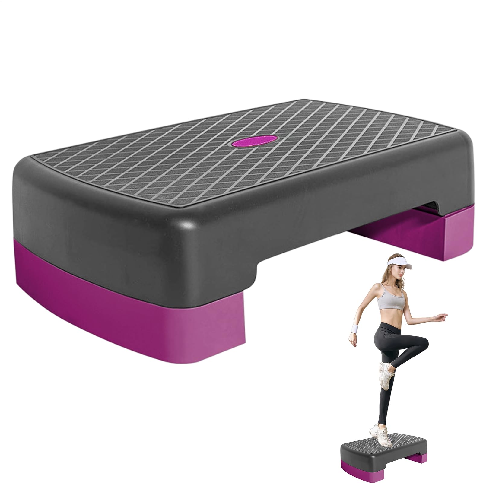 Stepper aeróbico ajustable – 45 cm/17.7 pulgadas antideslizante para ejercicio | Altura ajustable para entrenamiento de gimnasio en casa, cardio, aeróbicos, pérdida de peso y ejercicios en interiores