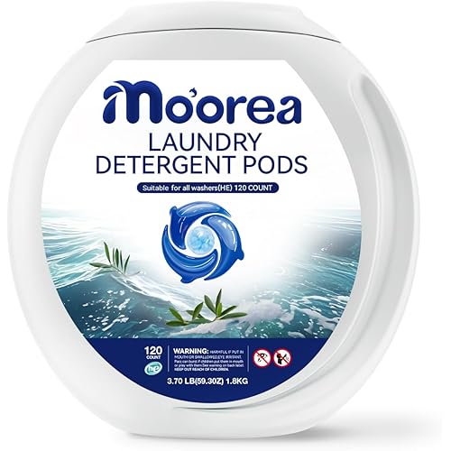 MO'OREA Laundry Detergent Pods,Blue Fresh Scent,Long Lasting Scent,2 in1 Pacs with Scent Booster Beads,120 count,Washing Detergent Pods (Ocean)