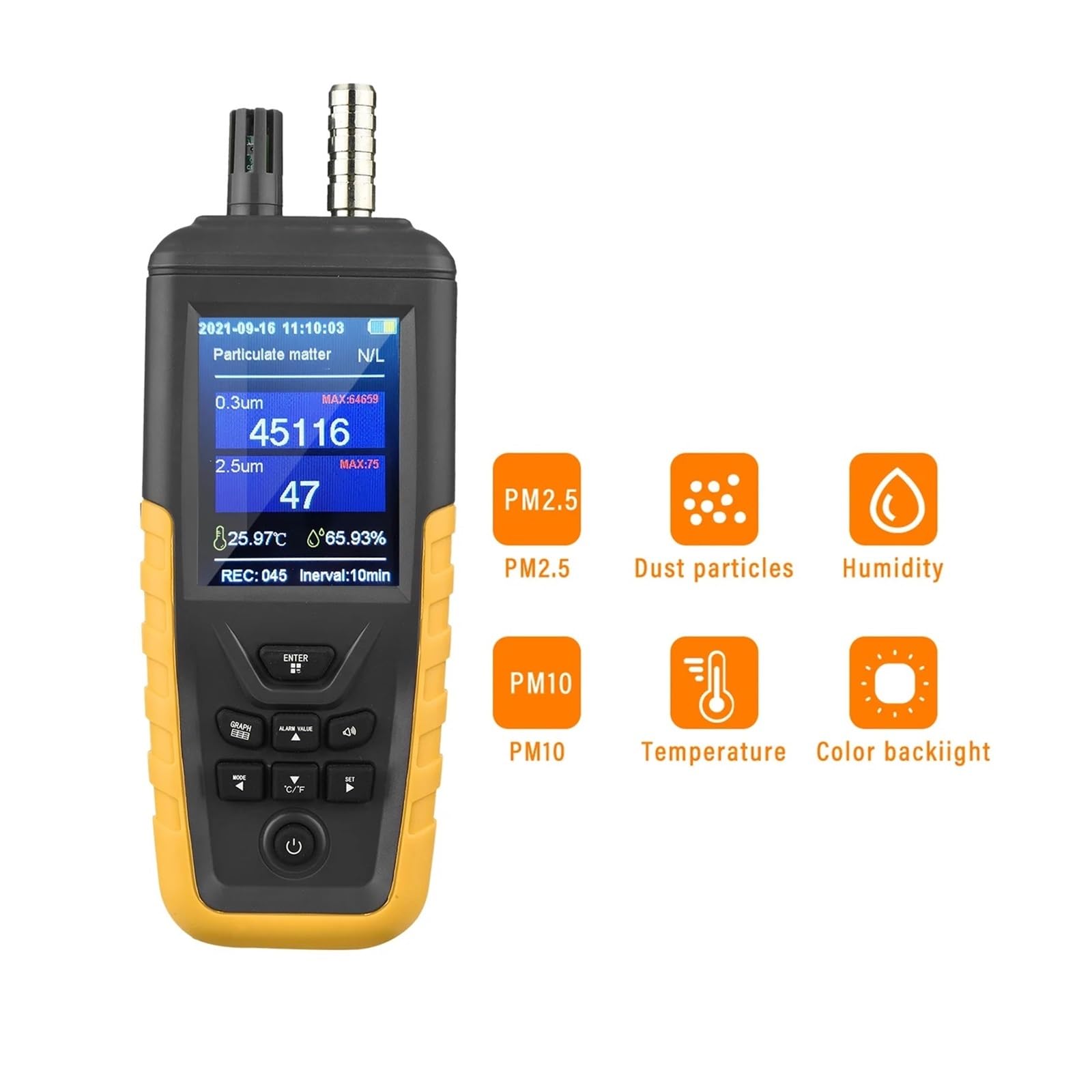 Detector de Gases, TC-8100 Monitor de Calidad del Aire Humedad Probador Multifuncional