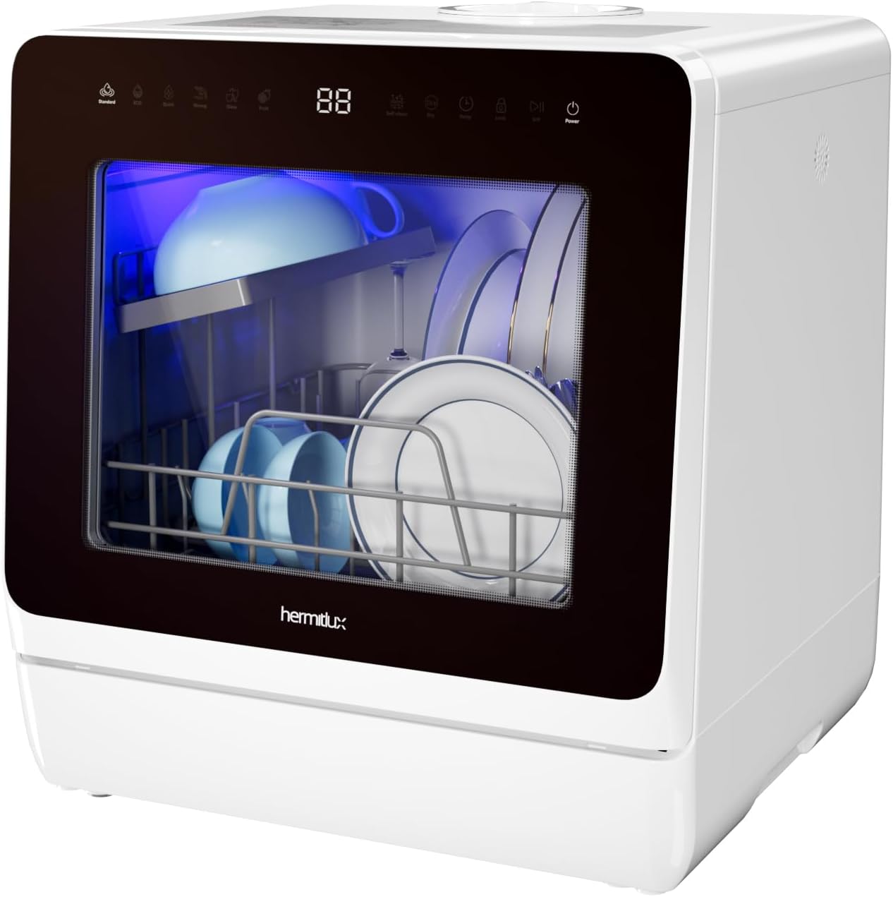 – Table Top Dishwasher 7+3 Programmes, Mini Countertop Dishwasher with 5 Place Settings, Delayed Star Function & Child Lock