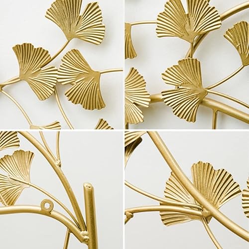 Miniatura 4 de Perchero de metal para colgar en la entrada, estante colgante de Ginkgo Biloba para colgar en la pared, soporte para llaves de entrada (color oro,