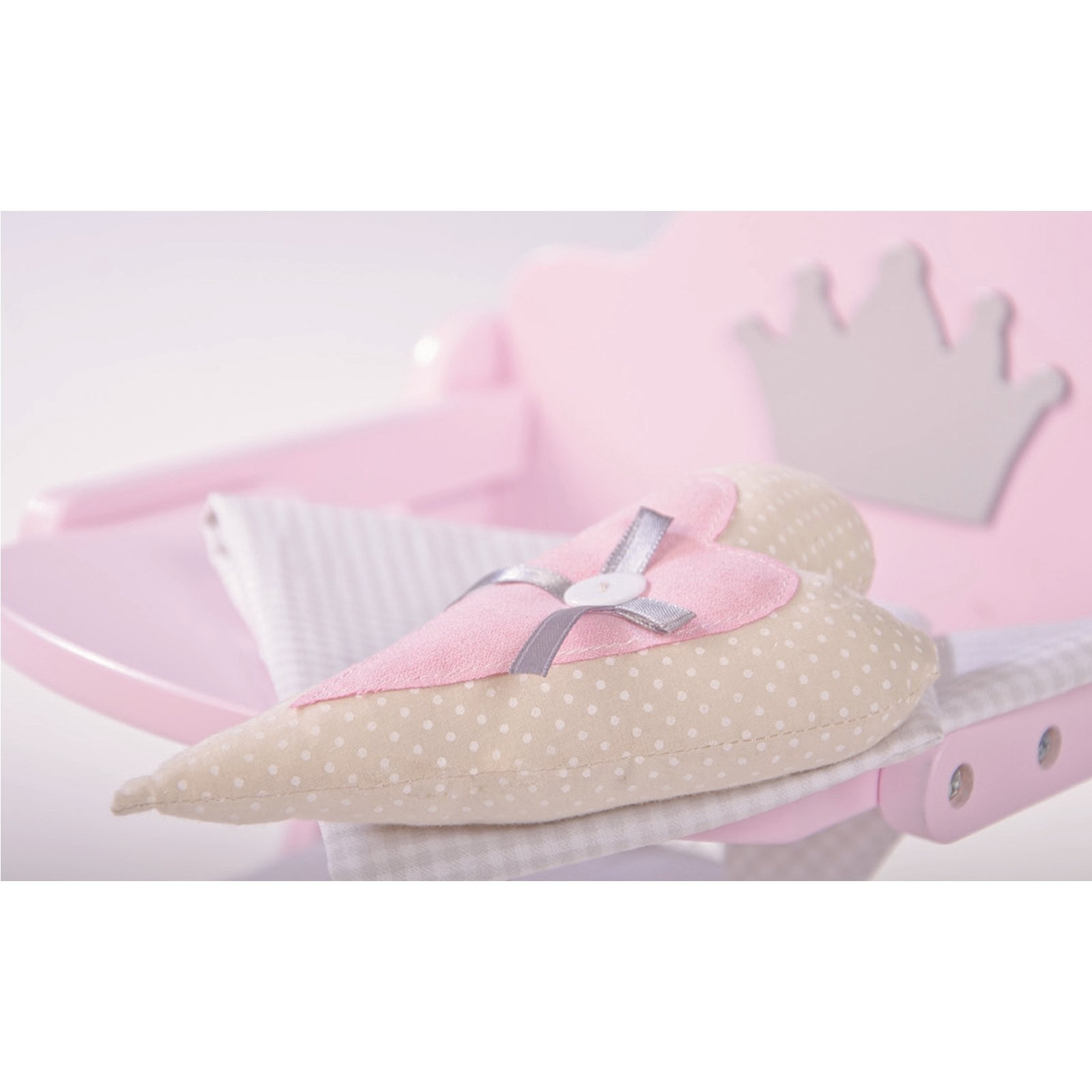 roba Krzesełko do karmienia dla lalek z serii 'Prinzessin Sophie', dla lalek i lalki niemowlęcej, różowe/srebrne z koroną